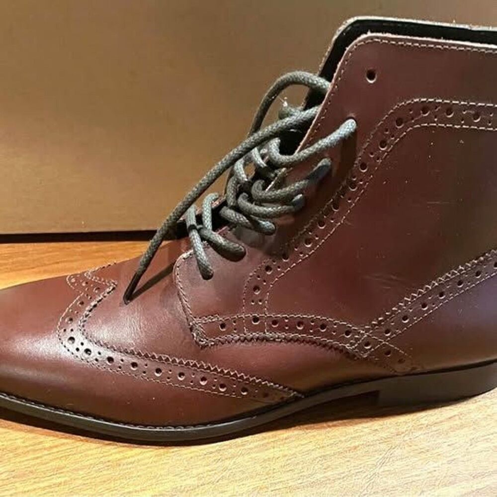 ASOS Brown Leather Brogue Boots Men’s Size 11 Dress Casual India with Box New